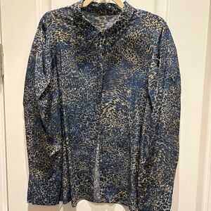Kobi Halperin Blue and Gray Patterned Blouse